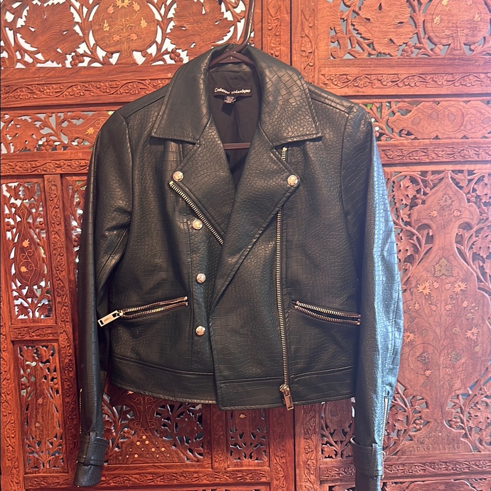 Catherine Malandrino Black and Silver Moto Jacket